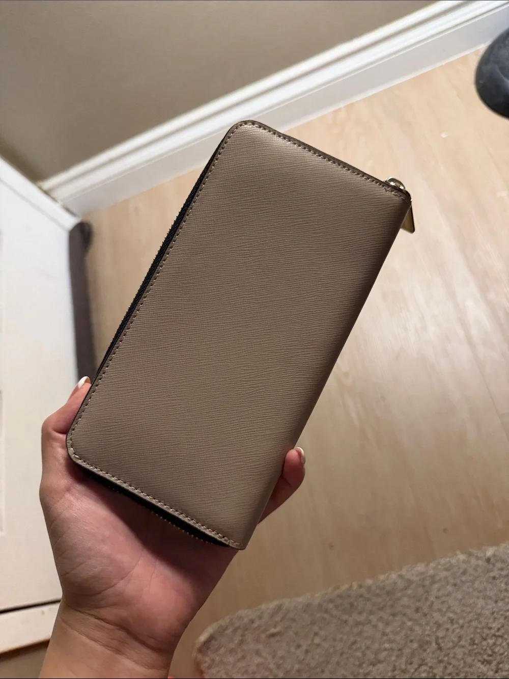 kate spade Two-Tone Black and Taupe Saffiano Leather Wallet